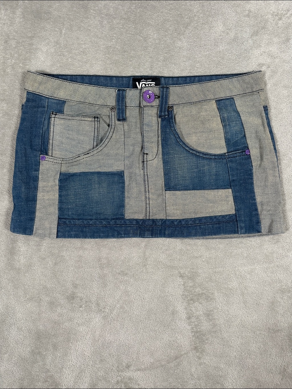 Vans Patchwork Denim Mini Skirt Size 11 Junior
